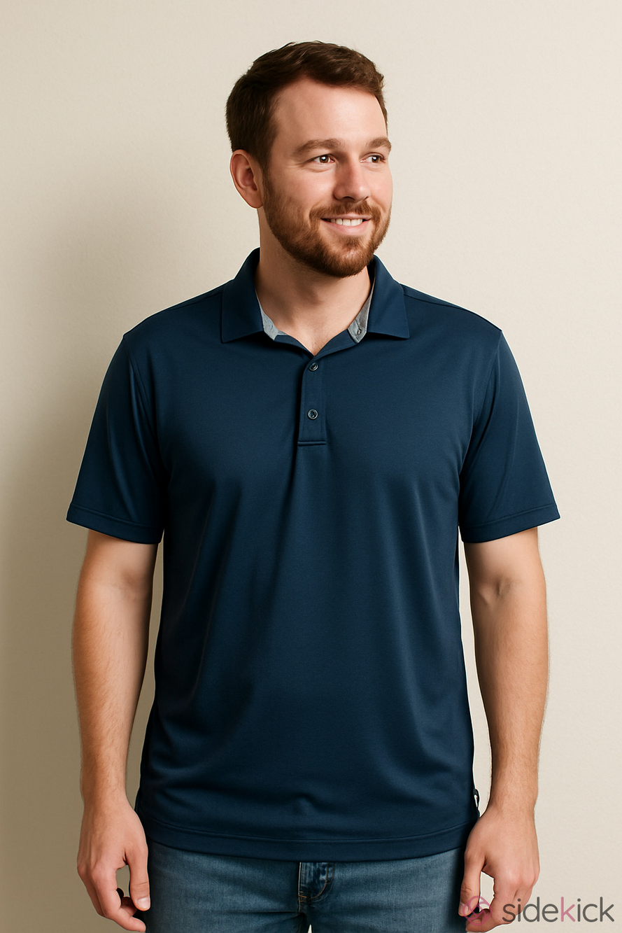 Mio Marino Polo Golf Shirt Short Sleeve Colour Navy Size Large SPF 30+